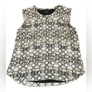 RW & CO Women's LARGE Sleeveless Snake Animal Print Blouse Top Black Gray Lined